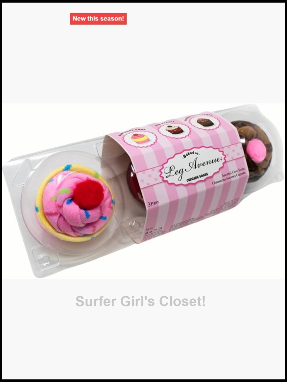 Cupcake Crew Socks Set 3 Pairs Woven Mismatched Novelty Socks